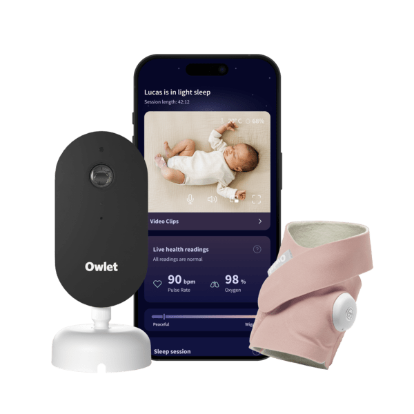 Owlet Dream Duo™ İkili Set– Dream Sock™ Akıllı Çorap (Toz Pembe) & Owlet Dream Sight™ Kamera